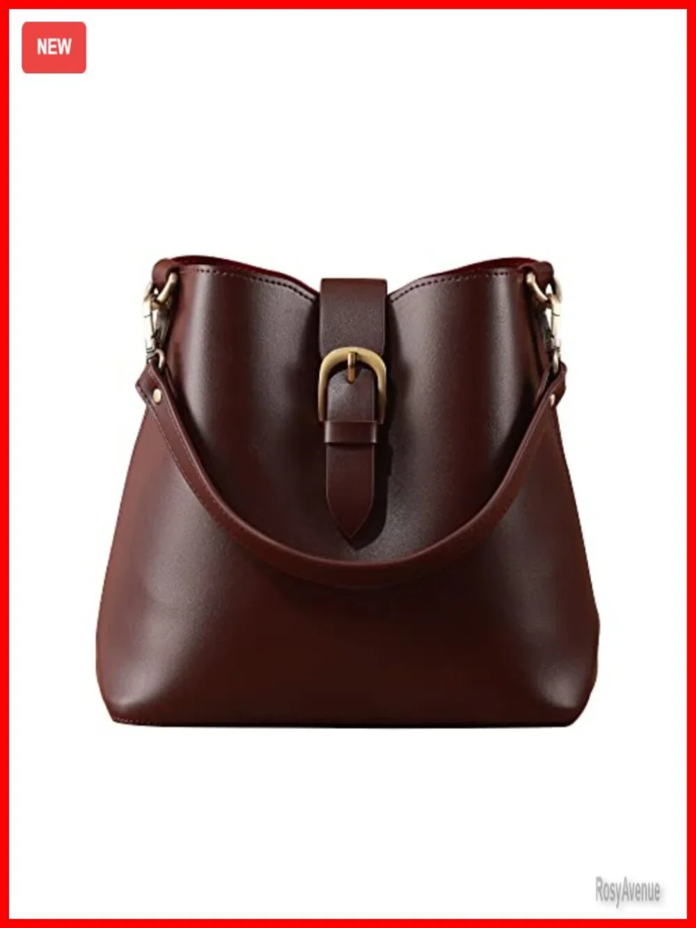 Vegan Leather Bucket Bag Women Hobo Retro Faux Casual Purse Vintage Simple